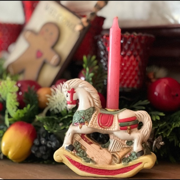 Vintage Christmas Carousel Horse Candle holder - Picture 1 of 6